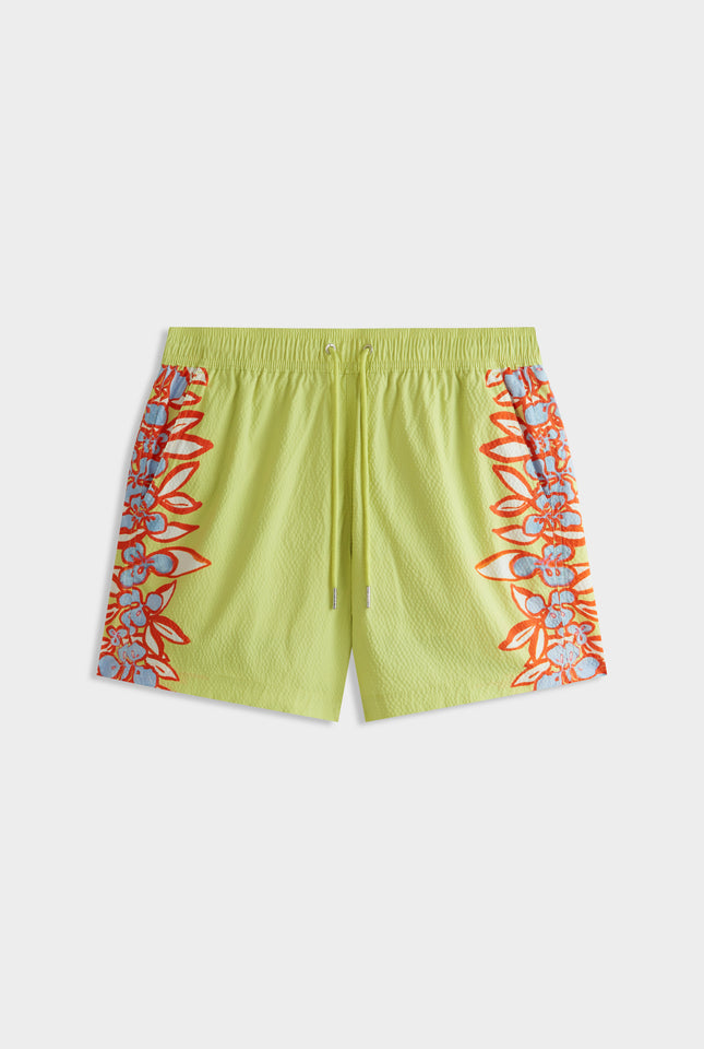 Printed Swim Short -  Lime Green/Rio Red Floral