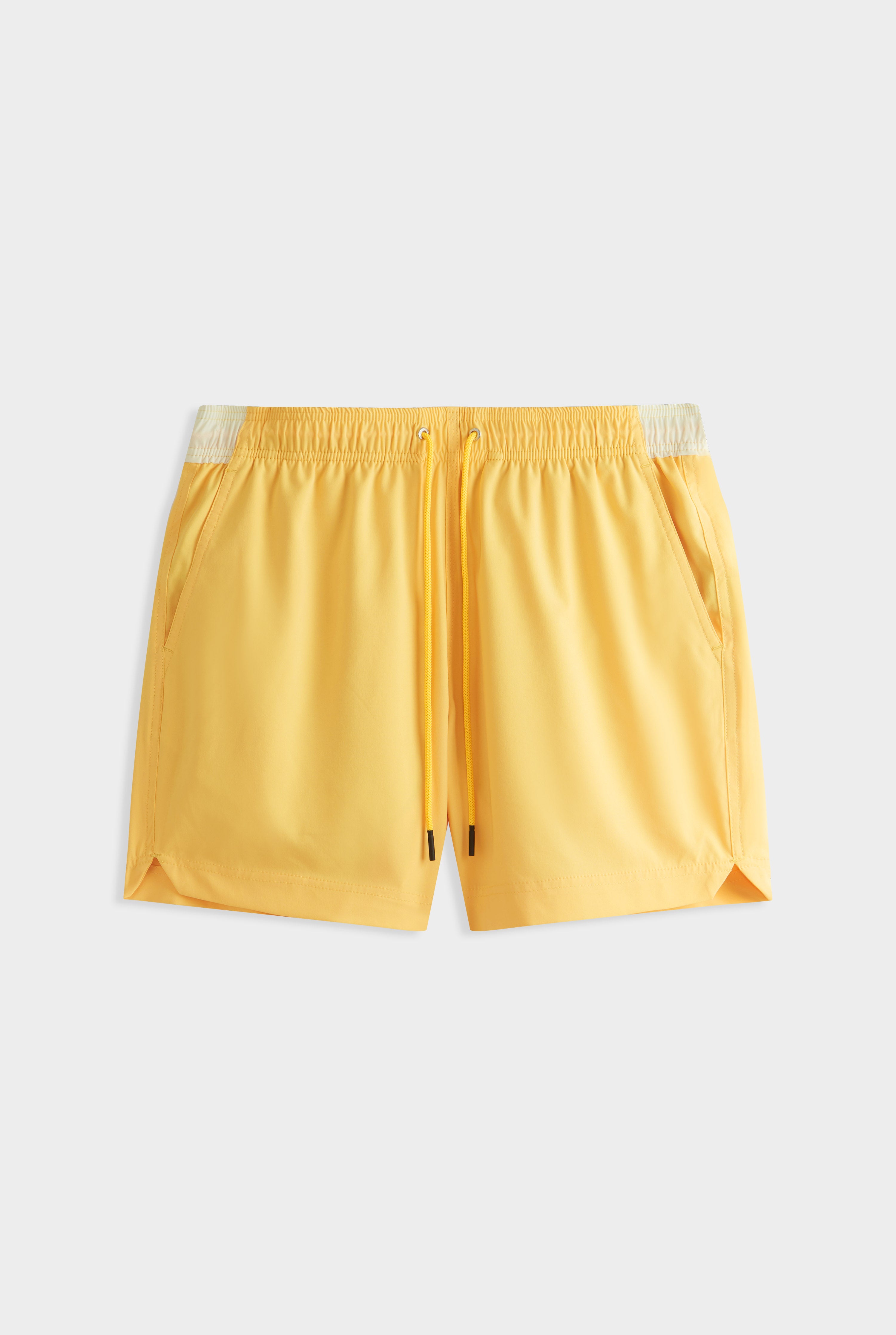 Solid Stretch Swim Short -  Amber Yellow/Cream