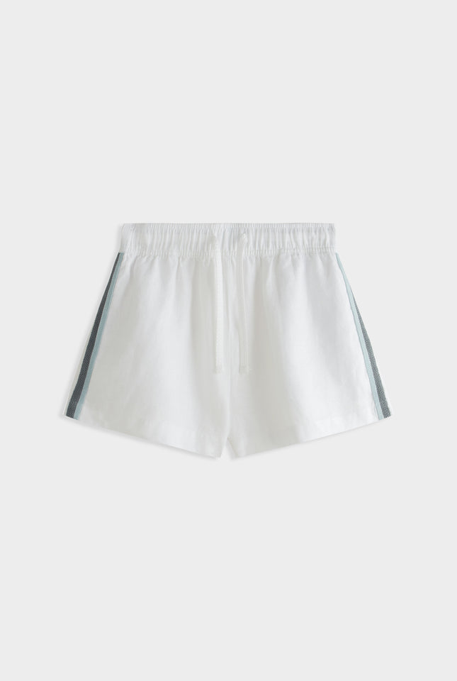 High Waisted Lounge Short 2.0 -  White/Stripe Tape