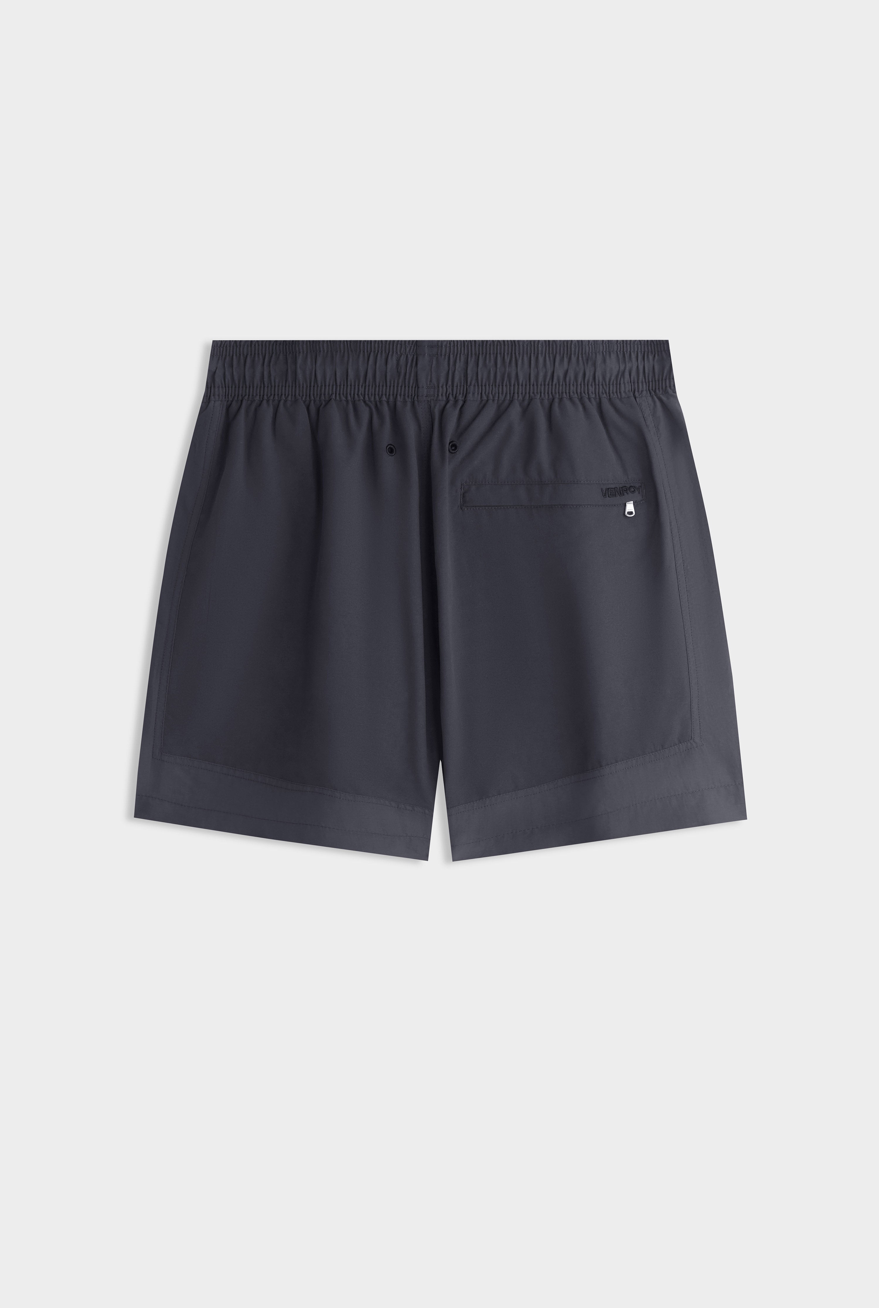 Panelled Border Swim Short - Dark Charcoal