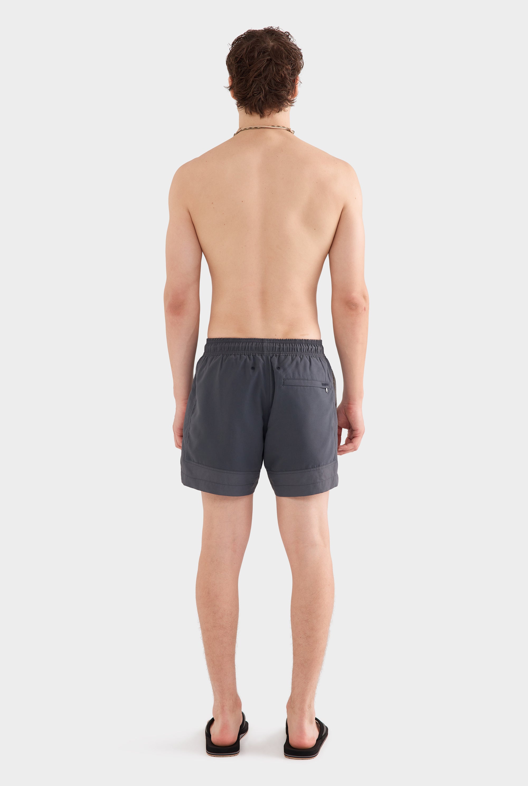 Panelled Border Swim Short - Dark Charcoal