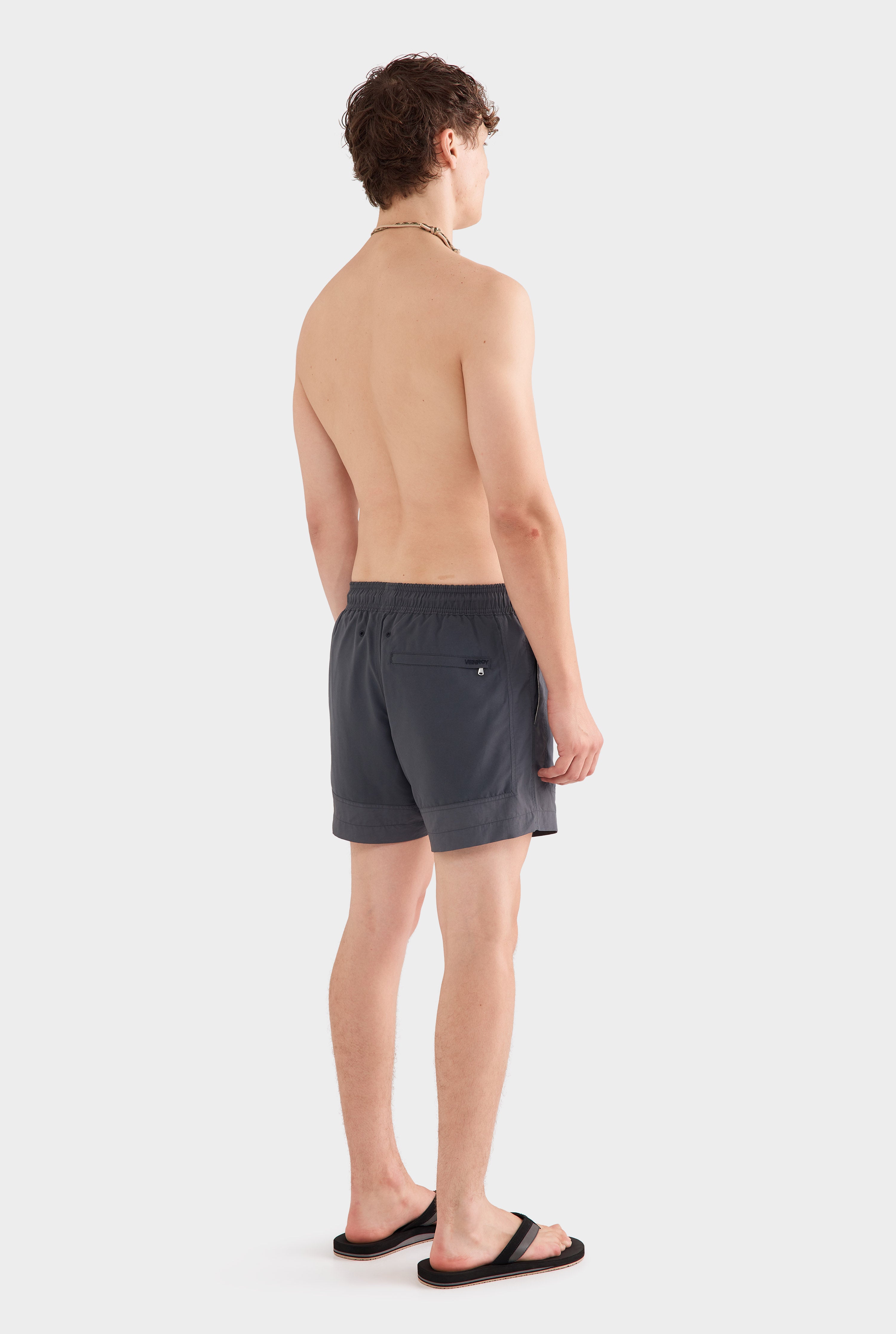 Panelled Border Swim Short - Dark Charcoal