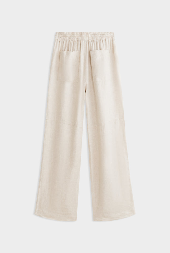 Panelled Linen Twill Trouser - Sand