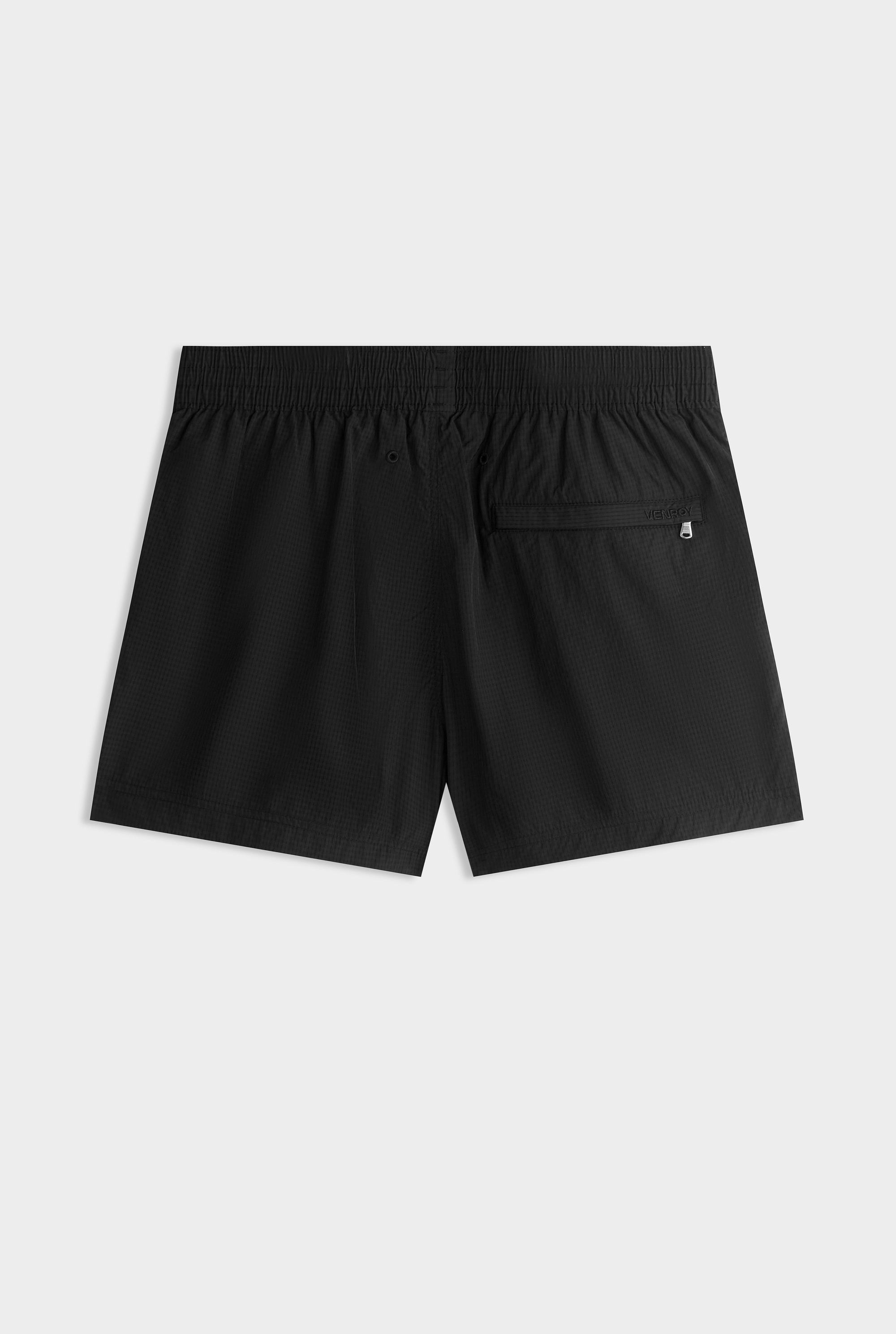 Panelled Pocket Swim Short - Black