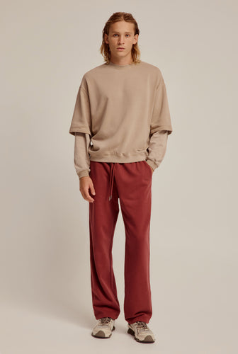 Pigment Dyed Track Pant - Red Mahogany