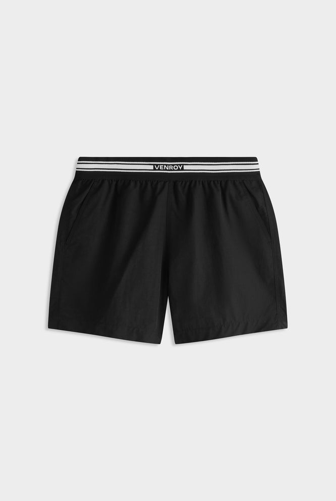 Exposed Elastic Swim Short - Black