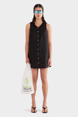 Linen A-Line Dress - Black