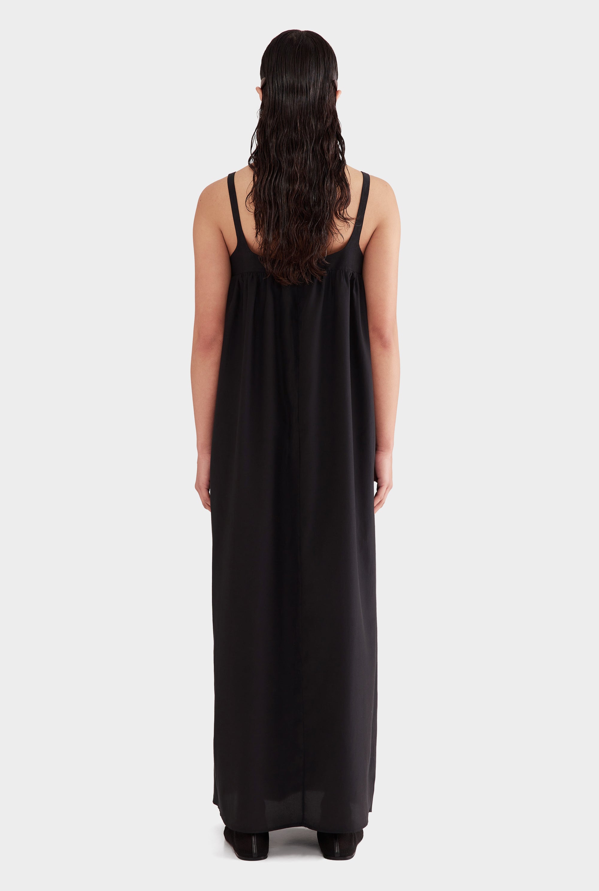 Silk Cotton Maxi Dress - Black