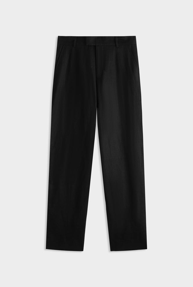 Tailored Linen Trouser - Black