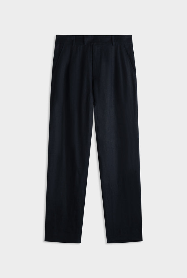 Tailored Linen Trouser - Navy