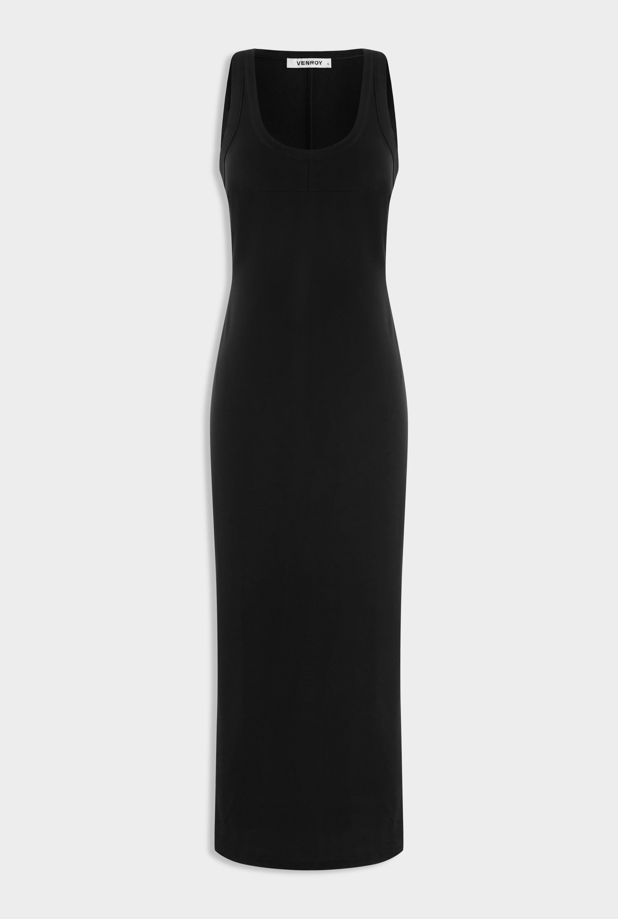 Fitted Jersey Tank Dress - Black