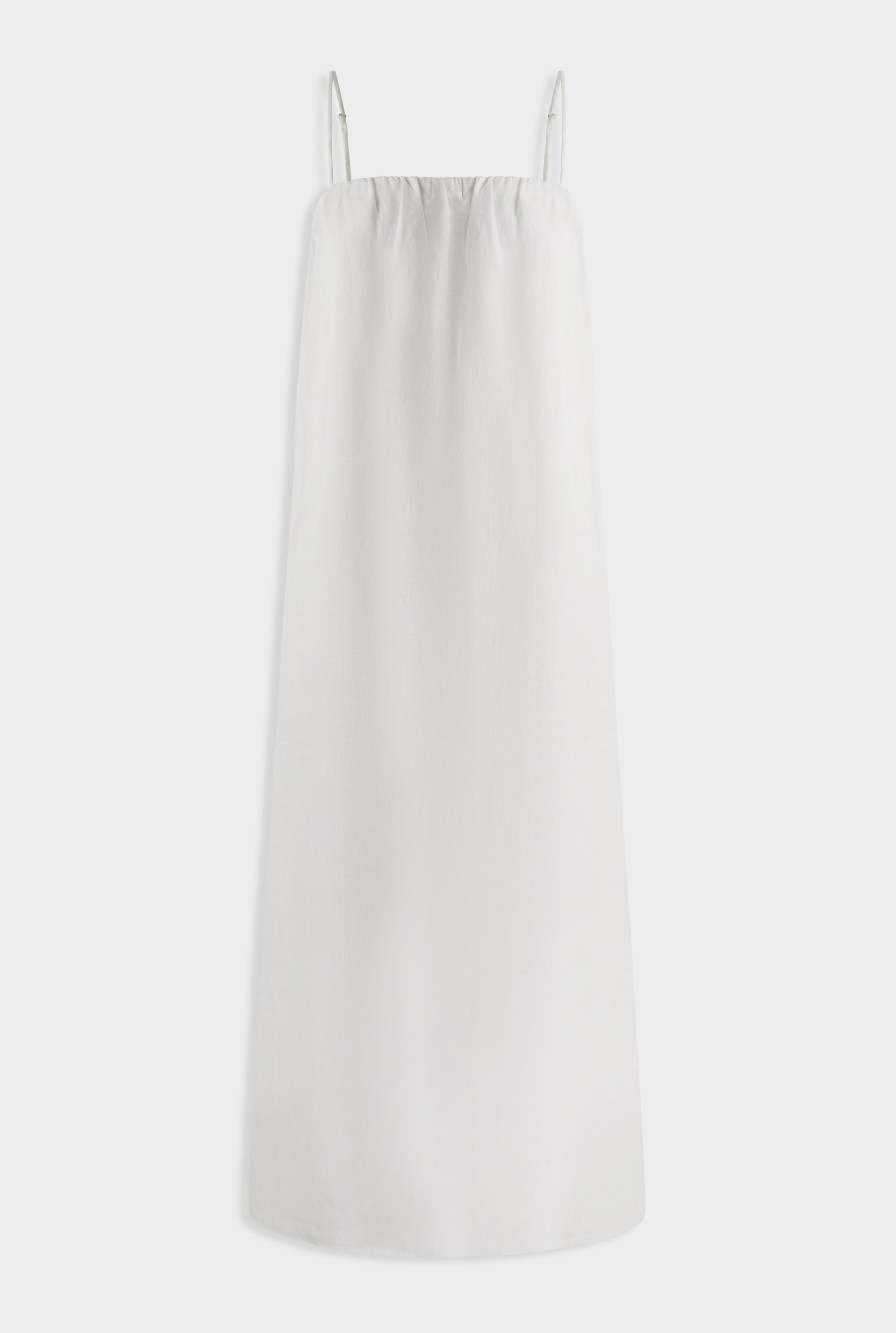 Gathered Linen Maxi Dress - Off White