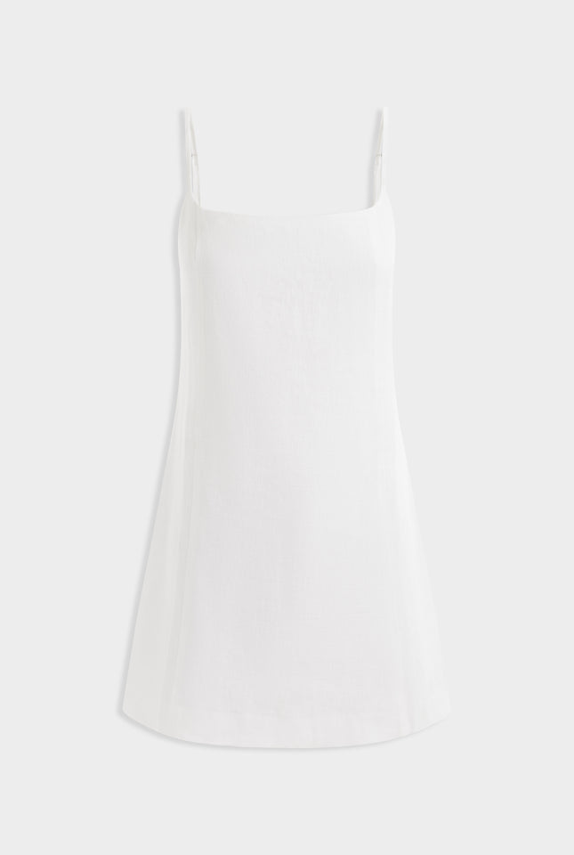 Linen Panelled Mini Dress - Off White