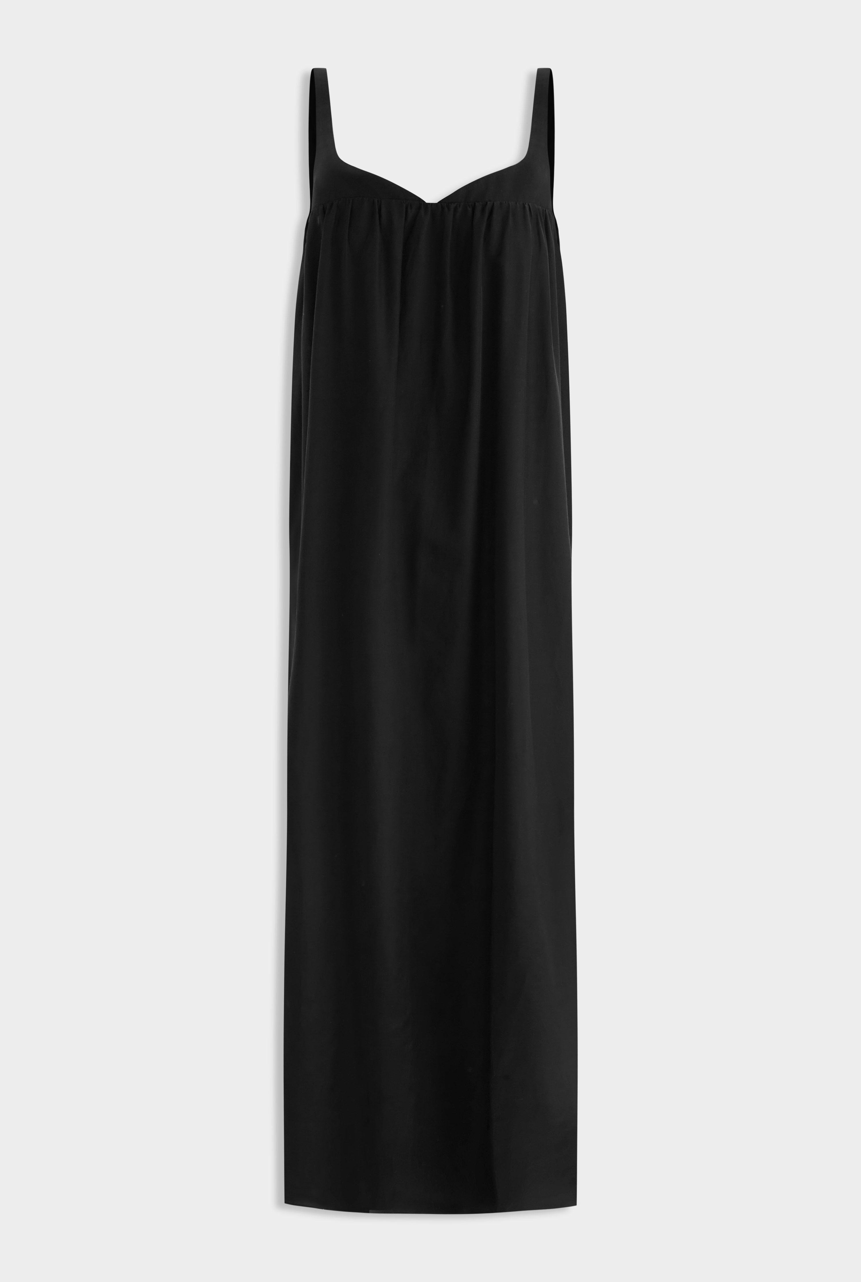 Silk Cotton Maxi Dress - Black