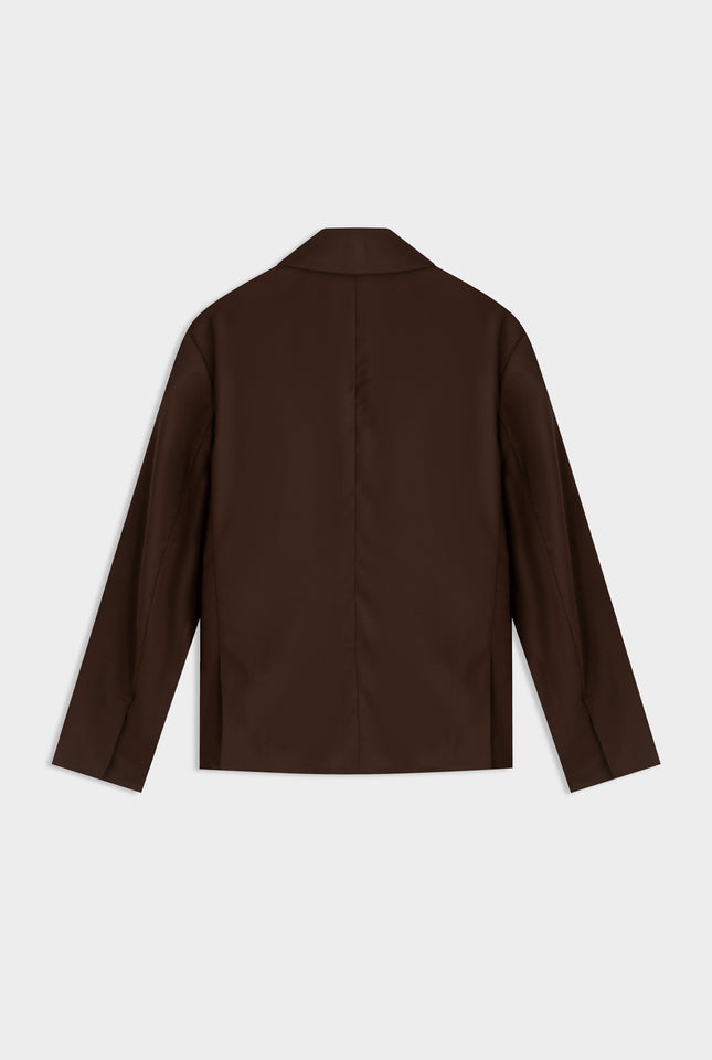 Tailored Wool Suit Jacket - Brown