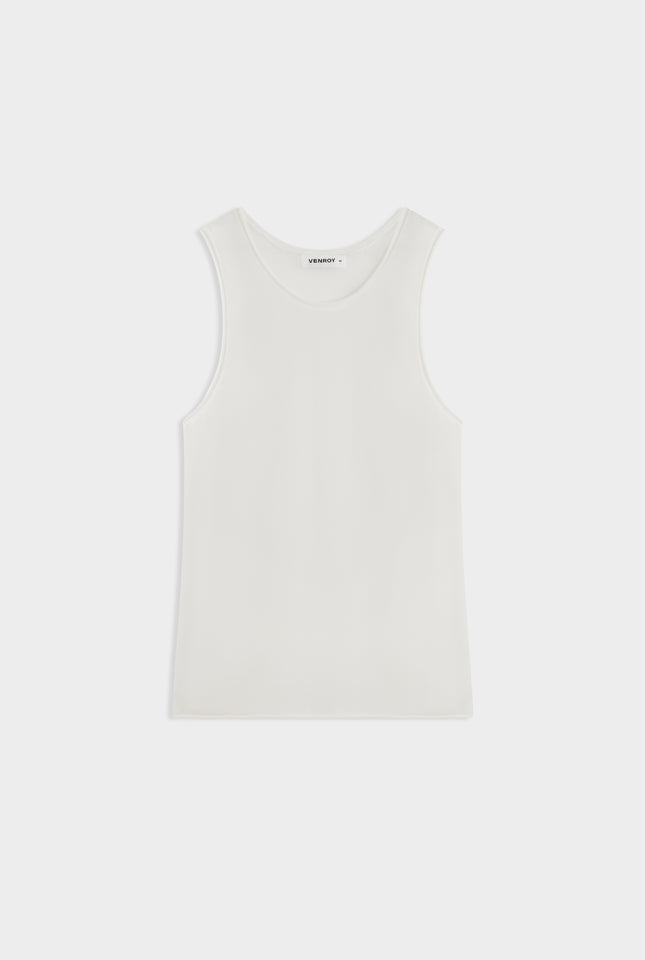 Tencel Rolled Edge Tank - Off White