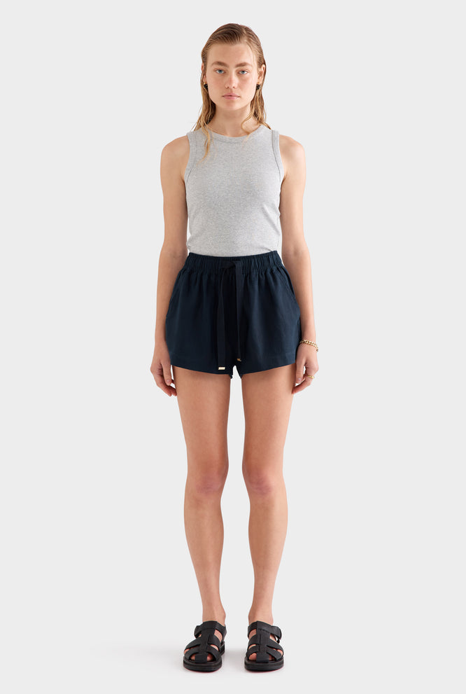 High Waisted Lounge Short - White