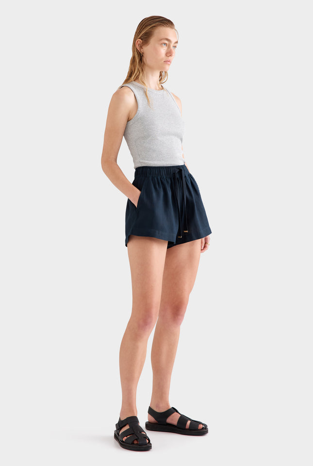 High Waisted Lounge Short - Navy