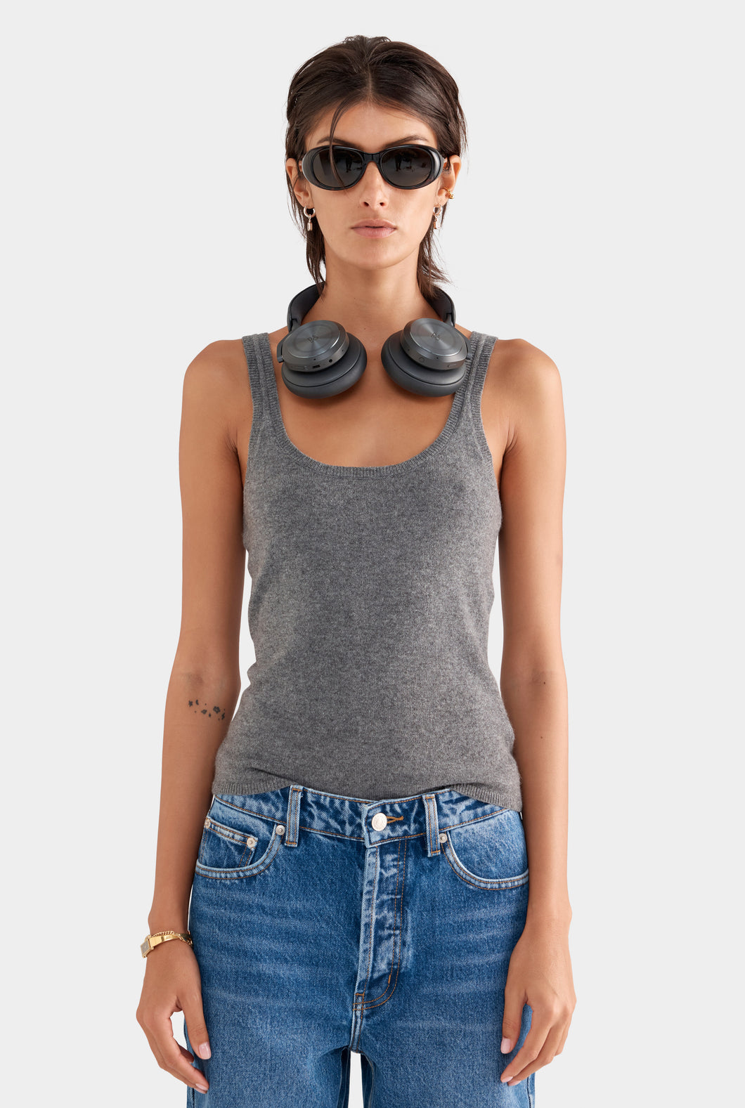 Cashmere Tank - Charcoal