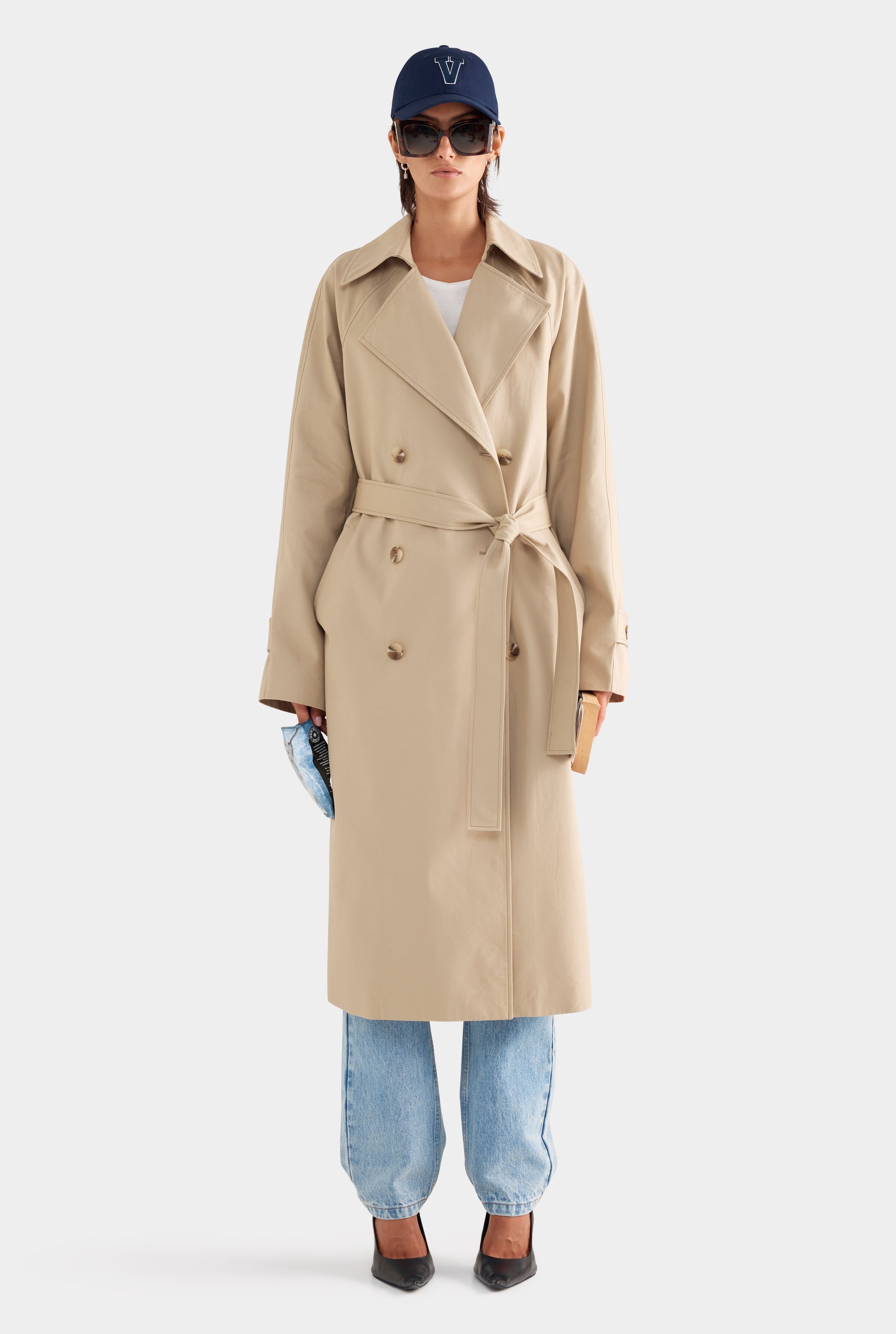 Classic Cotton Trench Coat - Pale Khaki