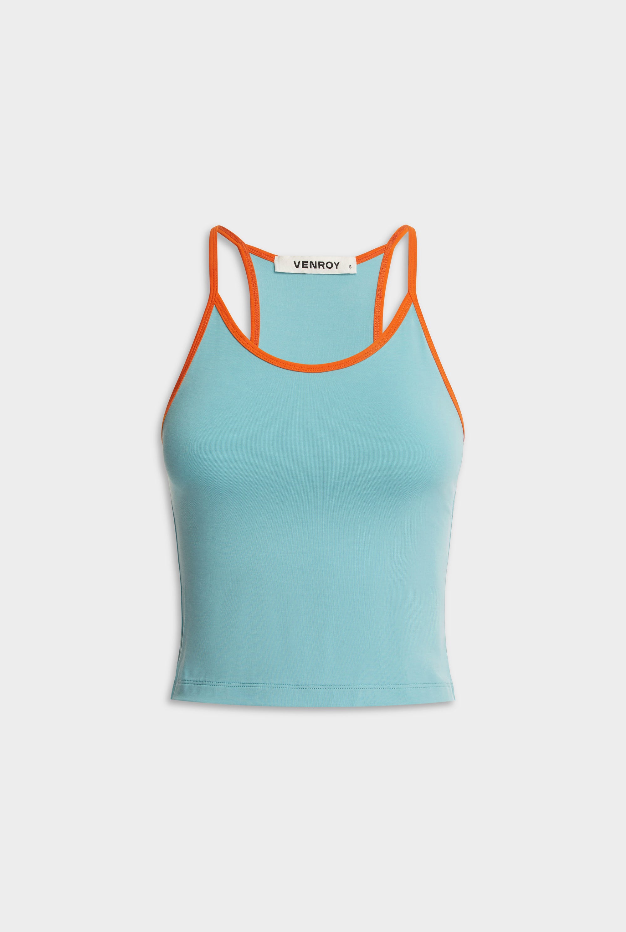 Contrast Jersey Tank - Aqua Blue/Bright Orange