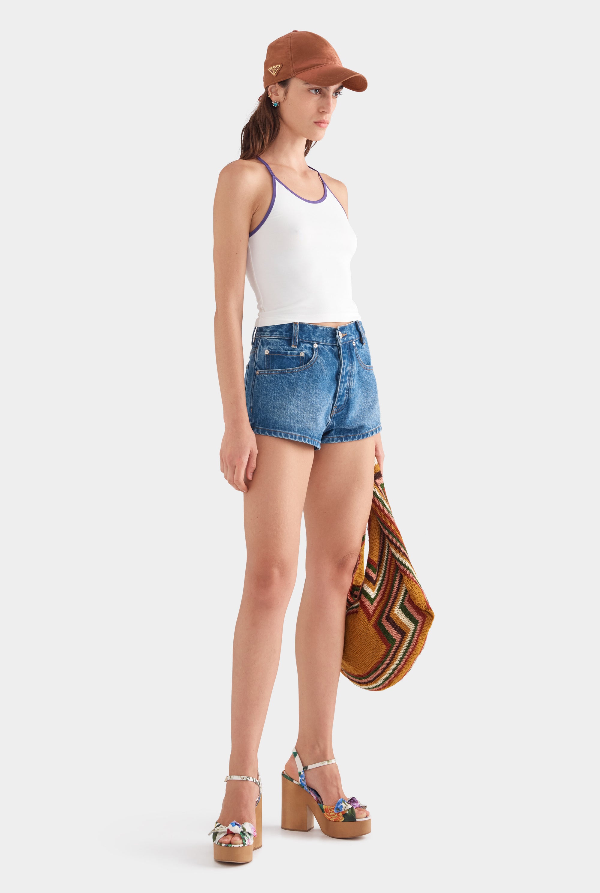 Contrast Jersey Tank - White/Violet