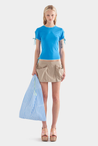 Pocket Detail Cotton Mini Skirt - Pebble