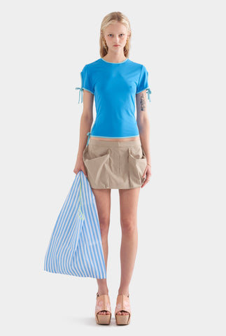 Pocket Detail Cotton Mini Skirt - Pebble