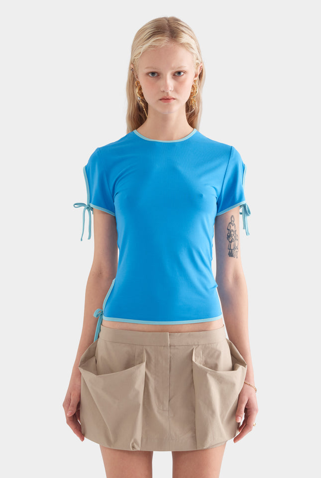 Pocket Detail Cotton Mini Skirt - Pebble