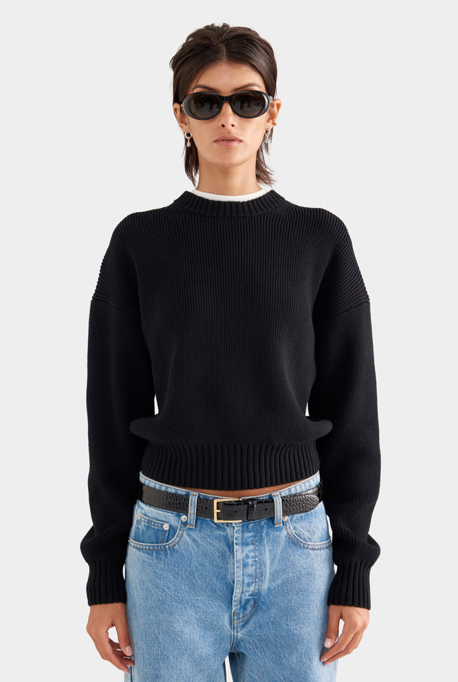 Cotton Knit Sweater - White