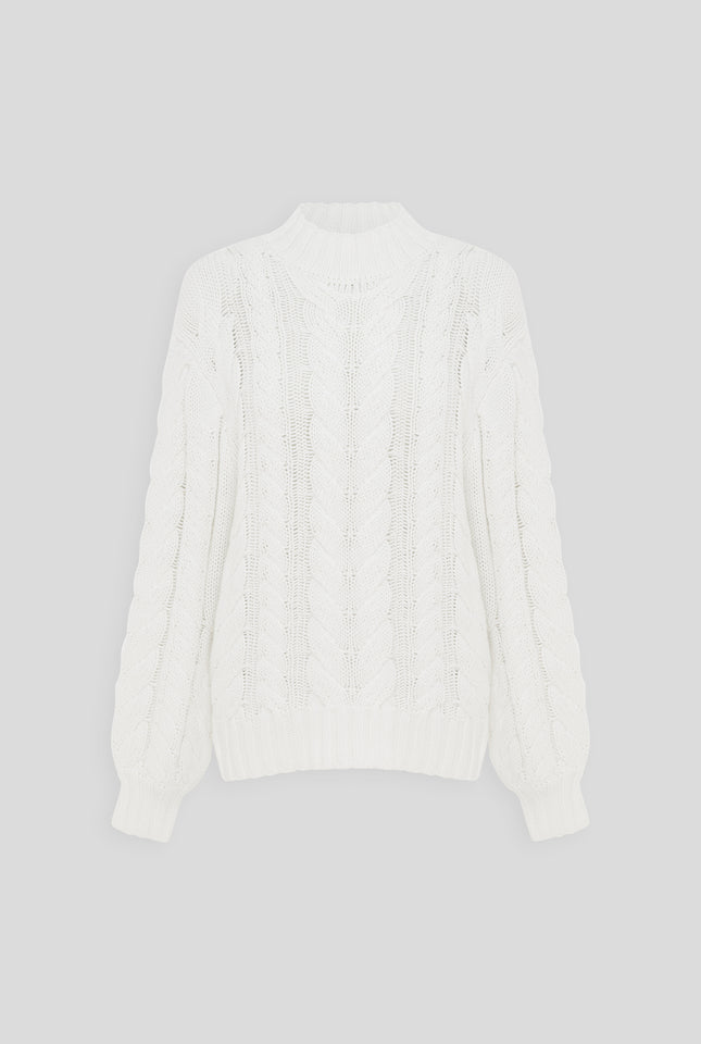 Cotton Cashmere Cable Knit Sweater - Off White