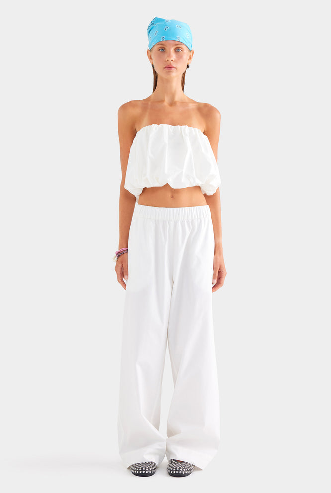 Cotton Strapless Bubble Top - White
