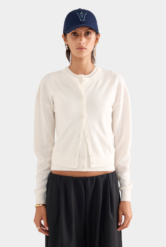 Dropshoulder Cashmere Cardigan - Charcoal