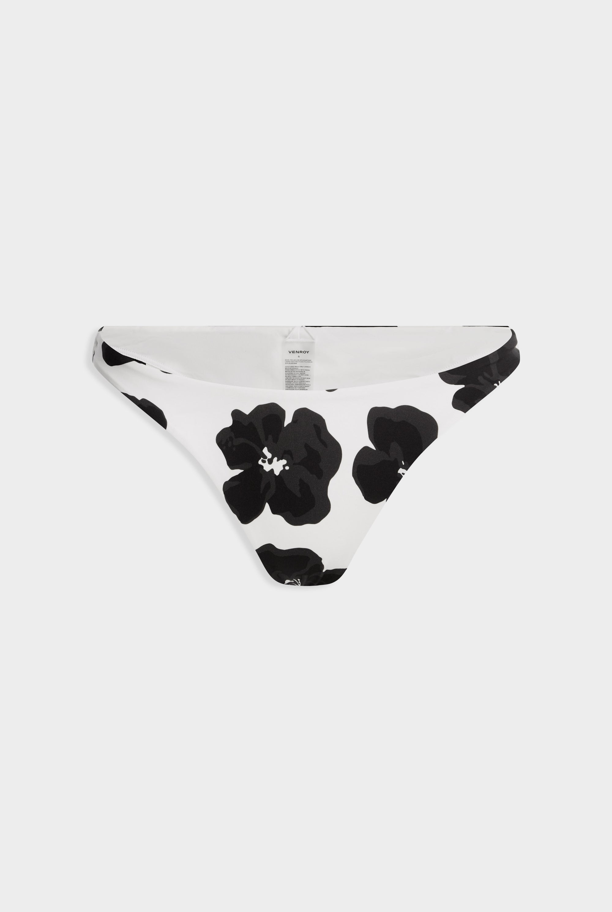 High Cut Bikini Brief - White/Black Hibiscus