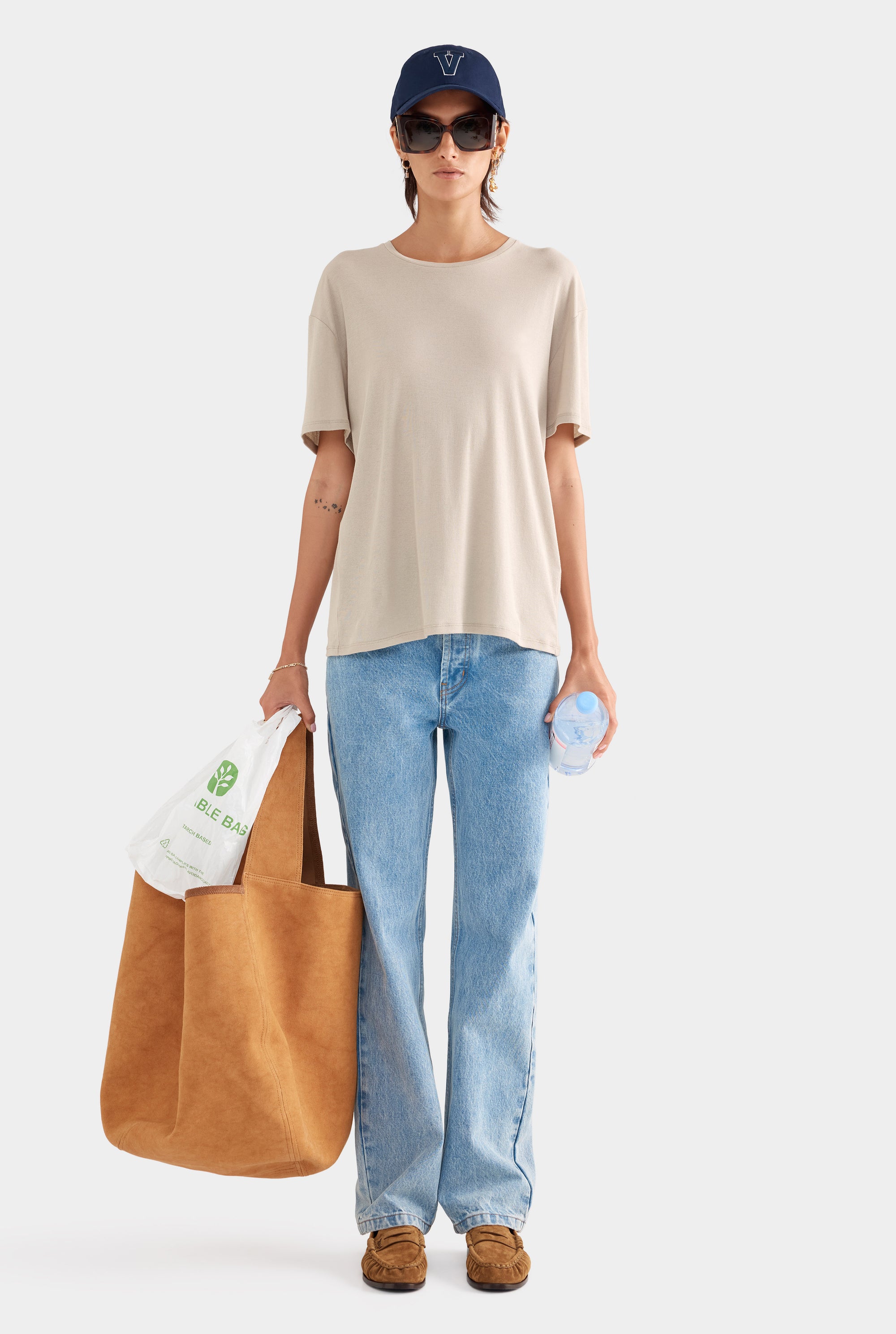 Lightweight Cotton Tee - Stone