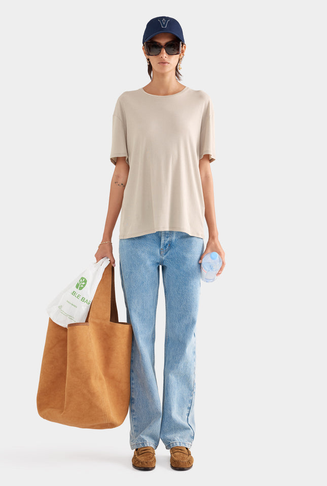 Lightweight Cotton Tee - Stone