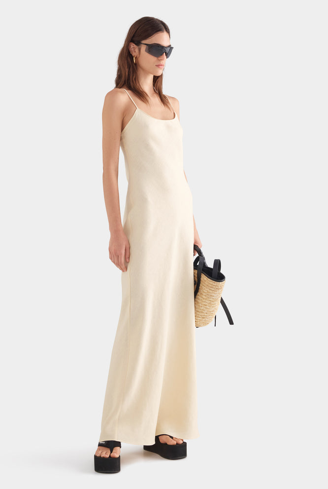 Linen Slip Dress - Black