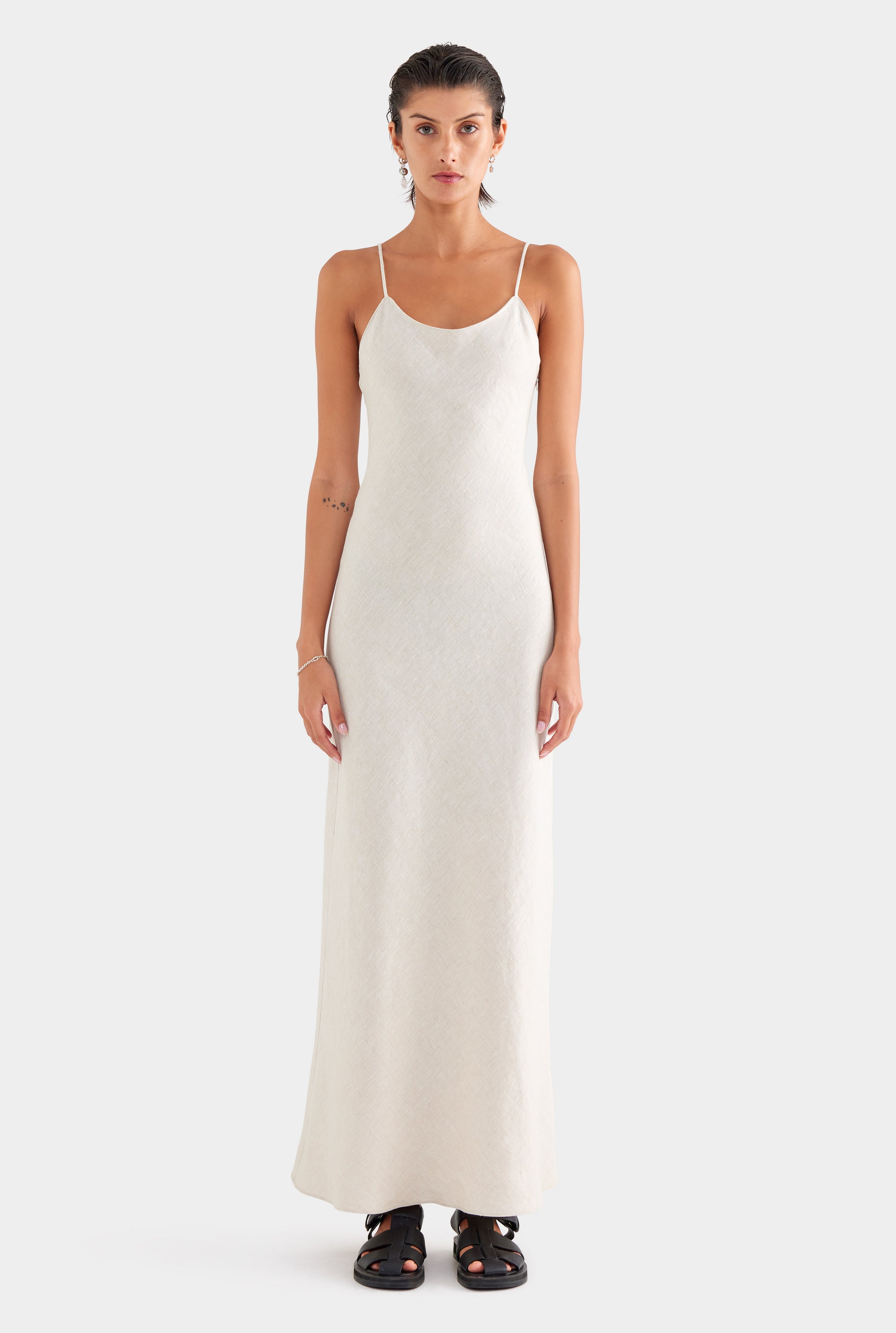 Linen Slip Dress - Sand