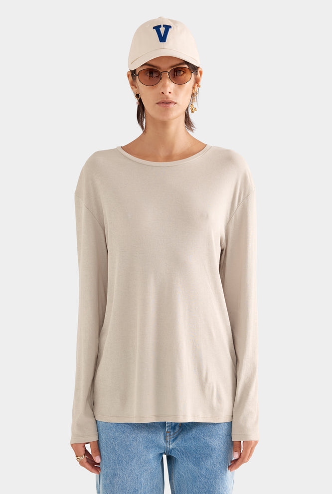 Long Sleeve Lightweight Cotton Tee - White