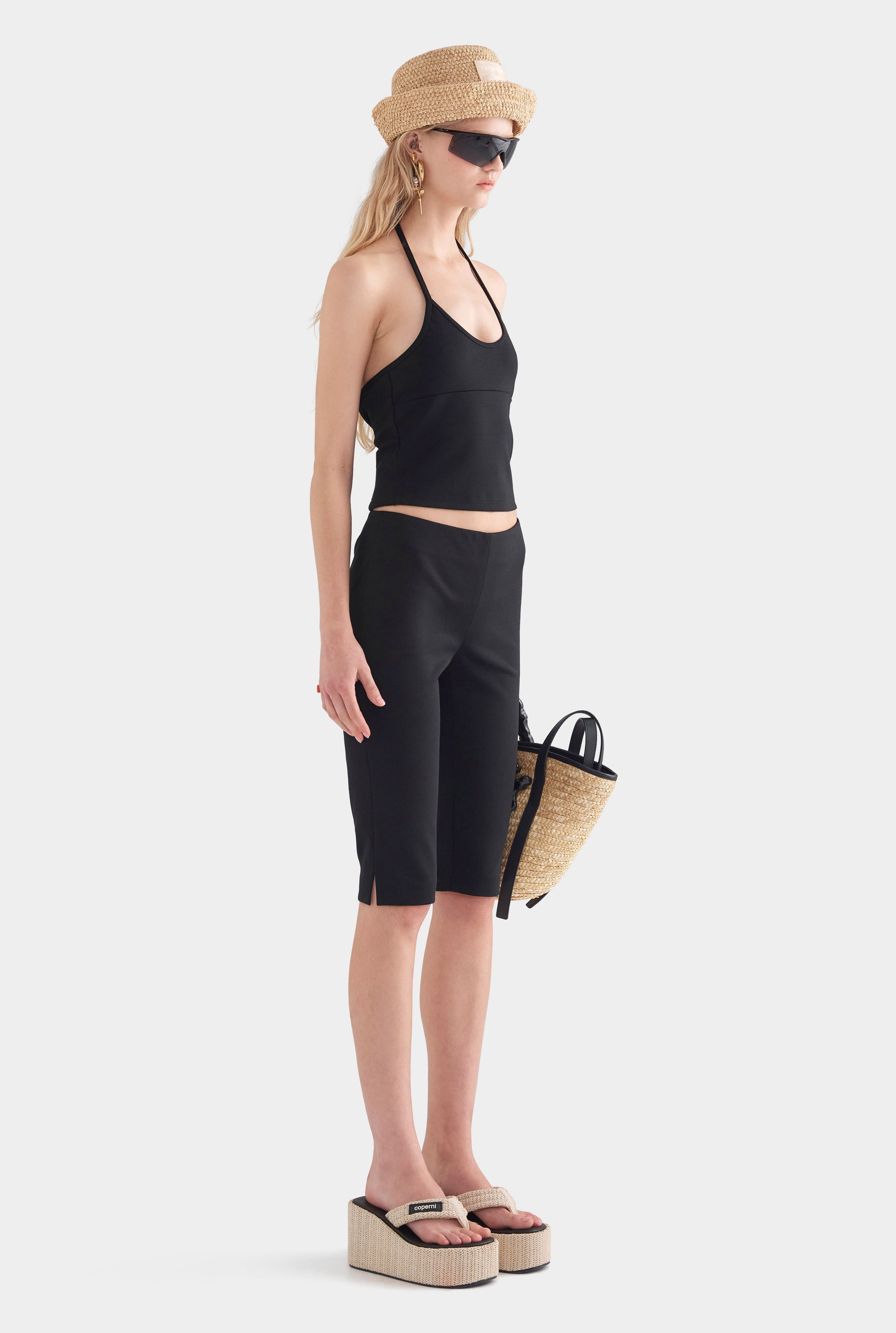 Stretch Wool Capri - Black