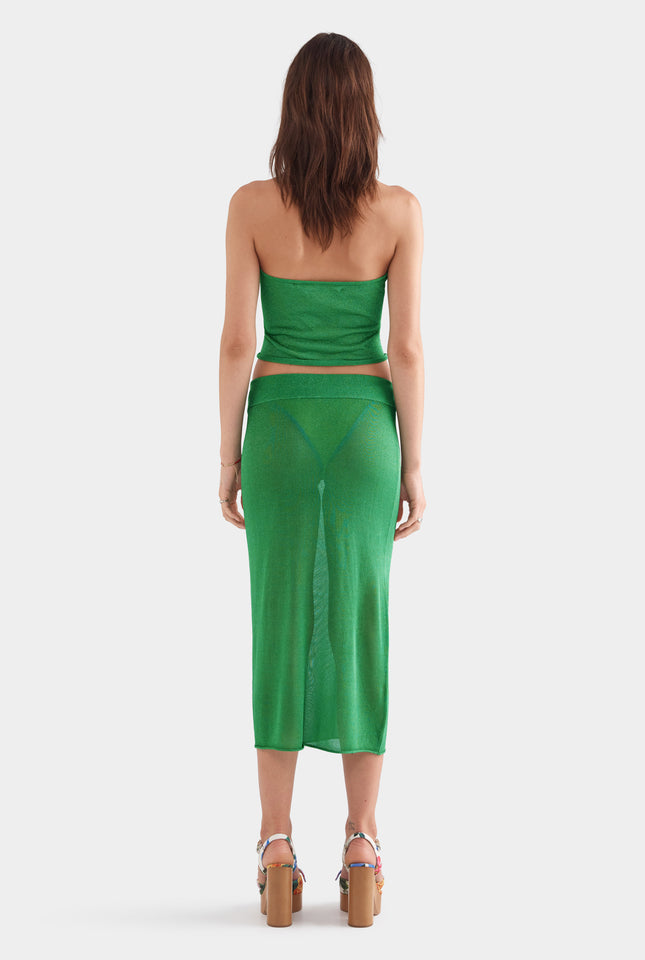 Lurex Knit Midi Skirt - Bright Green