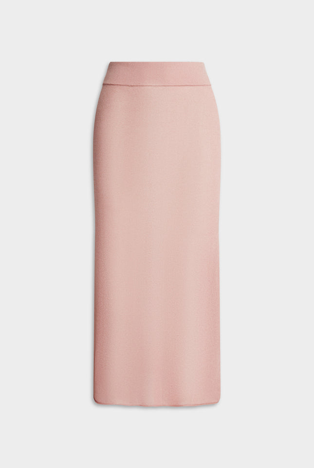 Lurex Knit Midi Skirt - Light Pink