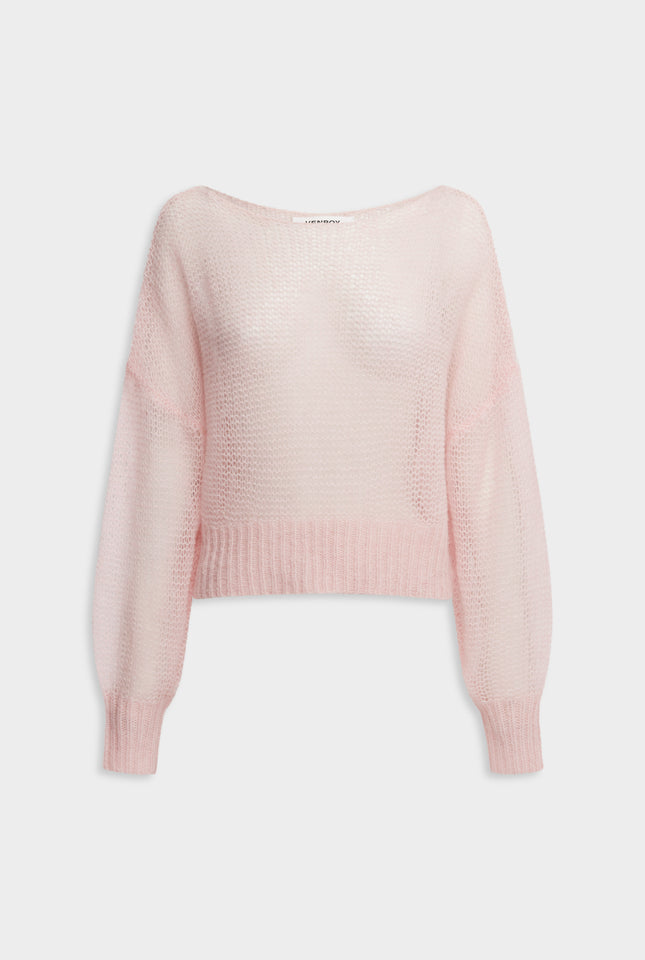 Mohair Open Knit Sweater - Light Pink
