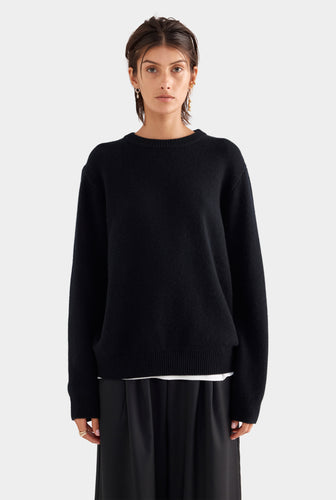 Oversized Wool Cashmere Sweater - Black