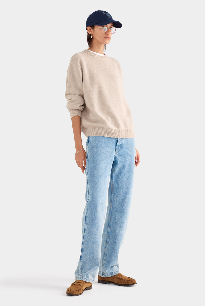 Oversized Wool Cashmere Sweater - Sand Marl