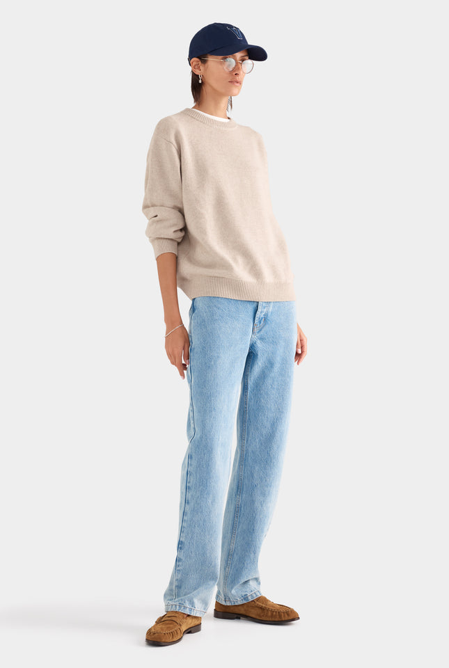 Oversized Wool Cashmere Sweater - Sand Marl