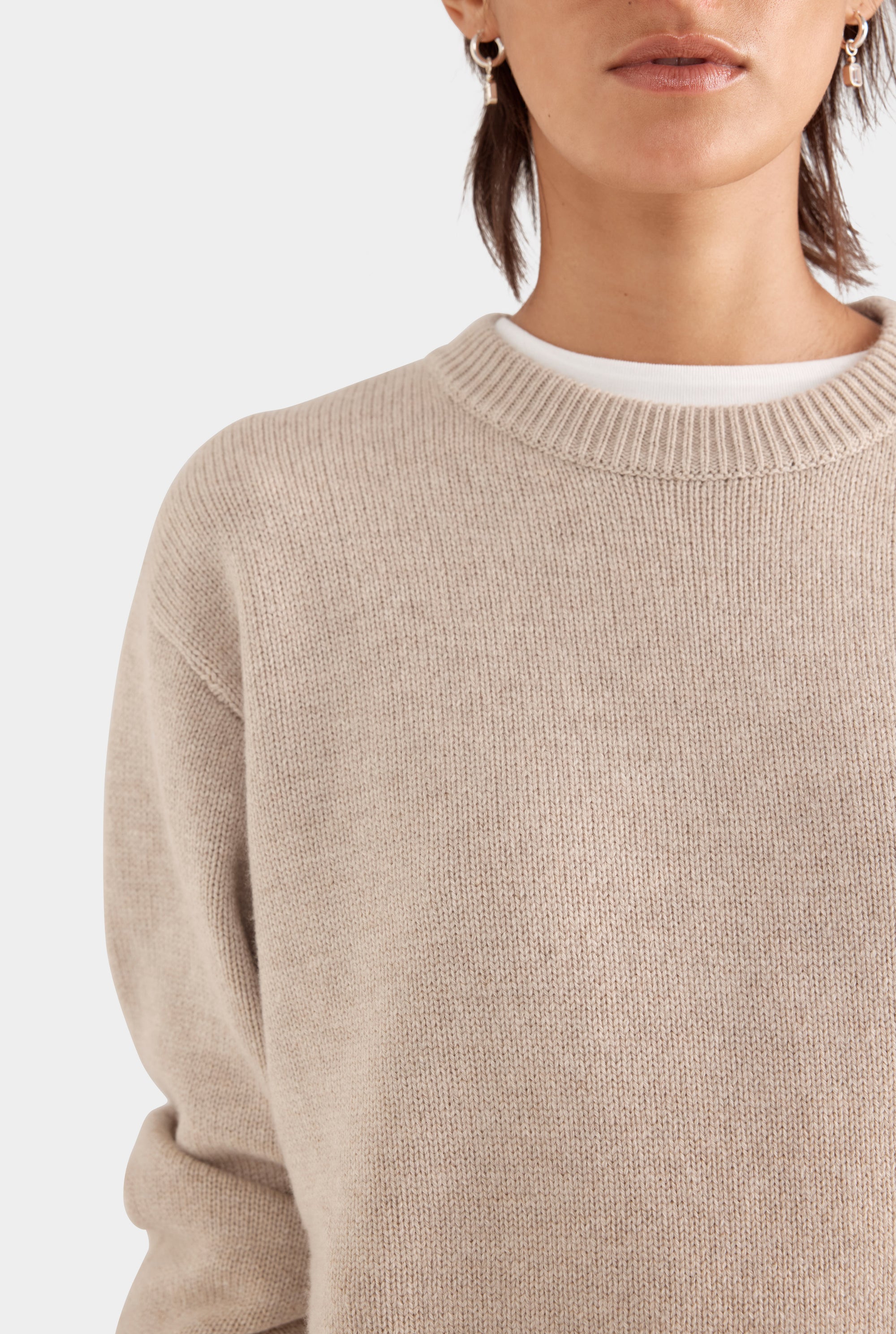 Oversized Wool Cashmere Sweater - Sand Marl