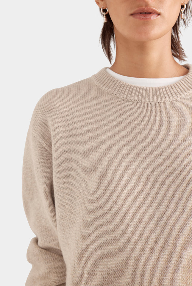 Oversized Wool Cashmere Sweater - Sand Marl