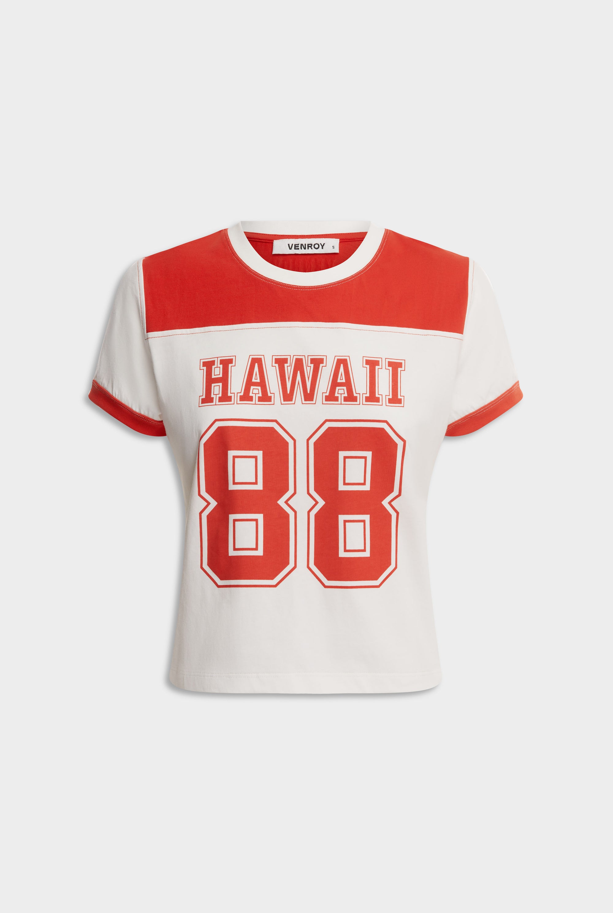 Panelled Baby Tee - Off White/Red