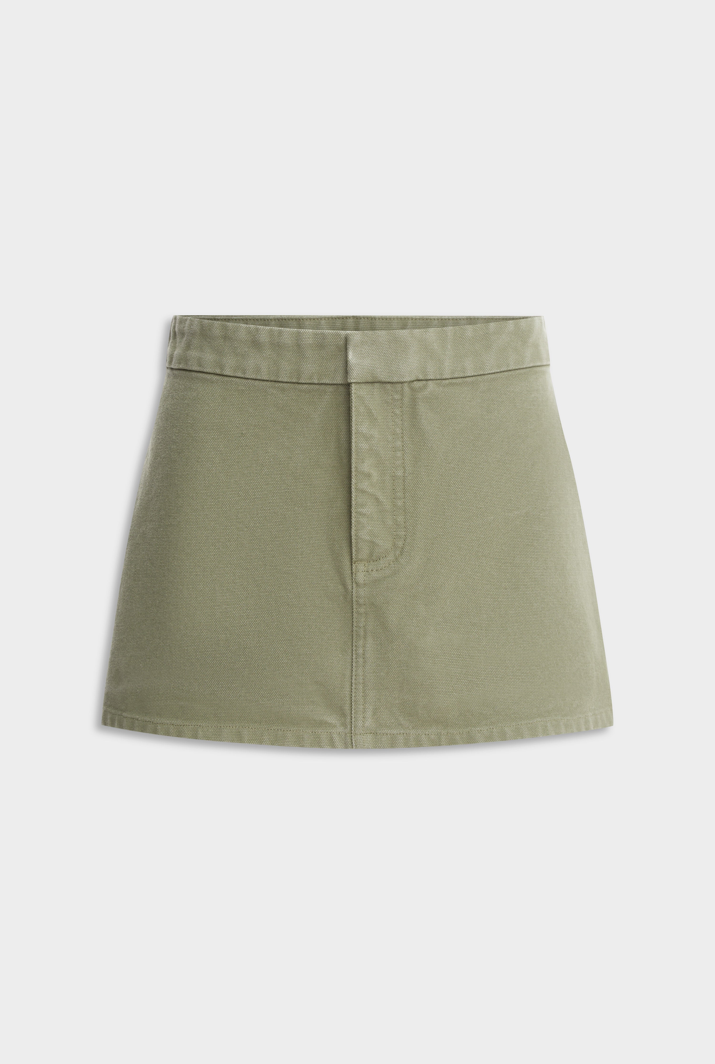 Pigment Dyed Canvas Mini Skirt - Smokey Olive